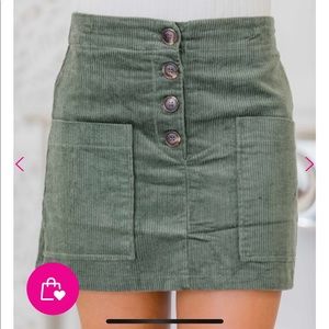 Pink Lily Boutique Olive Corduroy Skirt